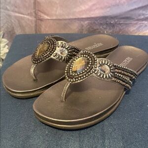 Kenneth Cole Metallic Beaded Sandals